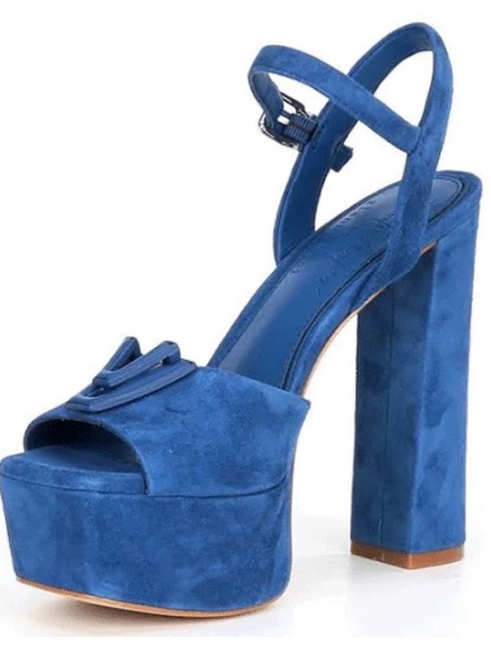 Gianni Bini x Venita Aspen Blue Suede Platform Block Heel Sandals